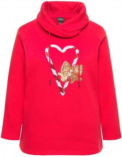 Ulla Popken Sparkling Candy Cane Graphic Sweatshirt Salsa - Džemperi un džemperi ar kapuci - 
