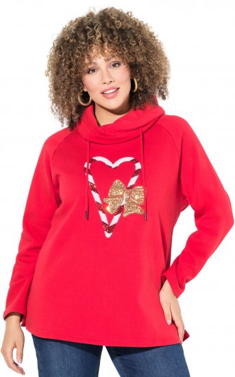 Ulla Popken Sparkling Candy Cane Graphic Sweatshirt Salsa - Džemperi un džemperi ar kapuci - 