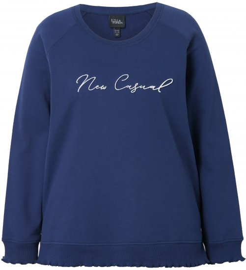 Ulla Popken NEW CASUAL Ruffled Hem Sweatshirt Navy - Džemperi un džemperi ar kapuci - 