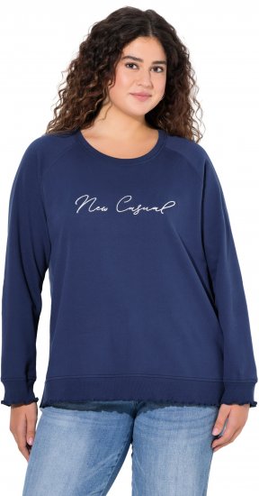 Ulla Popken NEW CASUAL Ruffled Hem Sweatshirt Navy - Džemperi un džemperi ar kapuci - 