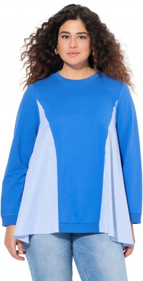 Ulla Popken Pinstripe Gore Long Sleeve Sweatshirt Peacock Blue - Džemperi un džemperi ar kapuci - 