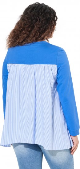 Ulla Popken Pinstripe Gore Long Sleeve Sweatshirt Peacock Blue - Džemperi un džemperi ar kapuci - 