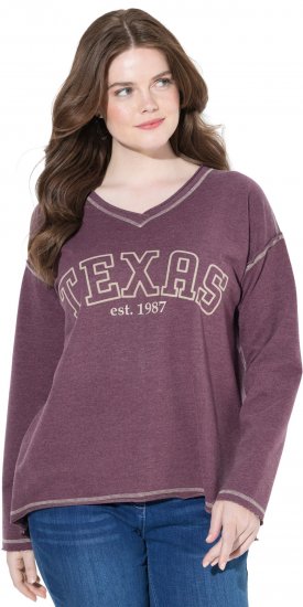 Ulla Popken Texas Contrast Stitching Sweatshirt Dark Ruby - Džemperi un džemperi ar kapuci - 