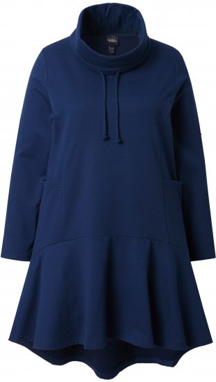 Ulla Popken Flounce Panel Long Sleeve Sweatshirt Dress Navy - Džemperi un džemperi ar kapuci - 