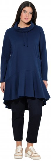 Ulla Popken Flounce Panel Long Sleeve Sweatshirt Dress Navy - Džemperi un džemperi ar kapuci - 