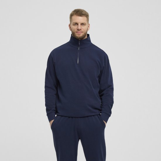 North Latitude Denim Half-Zip Sweatshirt Navy Blue TALL - TALL džemperi - 