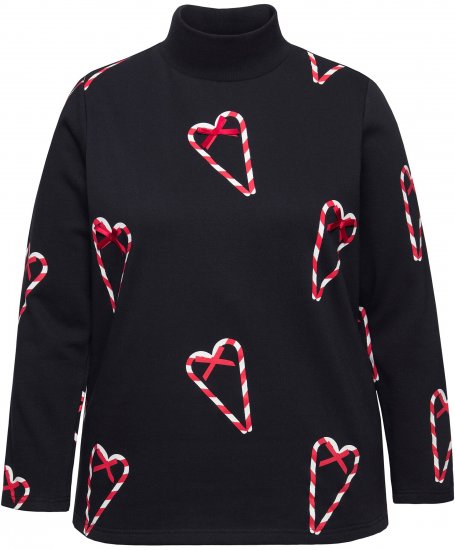 Ulla Popken Candy Cane Graphic Sweatshirt Black - Džemperi un džemperi ar kapuci - 
