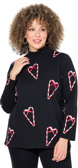 Ulla Popken Candy Cane Graphic Sweatshirt Black - Džemperi un džemperi ar kapuci - 