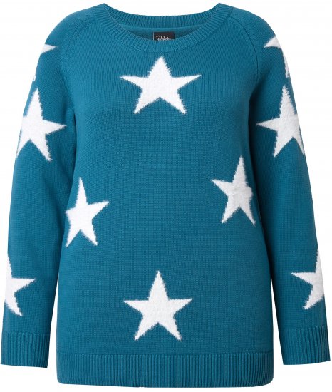 Ulla Popken Glitter Stars Soft Knit Sweater Petrol - Džemperi un džemperi ar kapuci - 