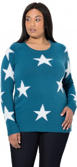Ulla Popken Glitter Stars Soft Knit Sweater Petrol - Džemperi un džemperi ar kapuci - 