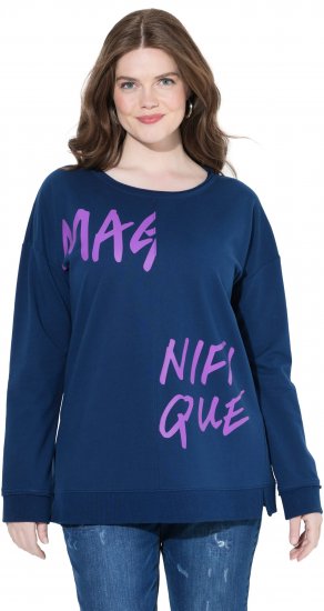 Ulla Popken Magnifique Split Style Sweatshirt Dark Blue - Ulla Popken - 