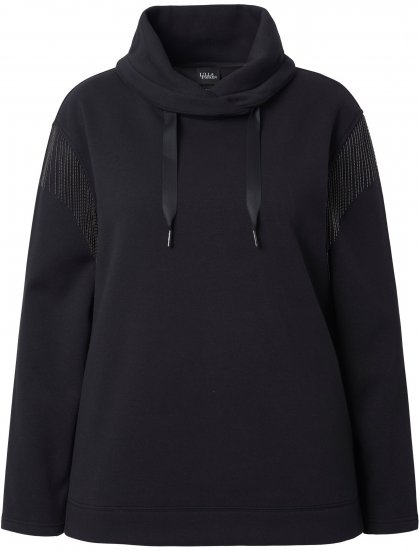 Ulla Popken Chain Fringe Smooth Fleece Sweatshirt Black - Džemperi un džemperi ar kapuci - 