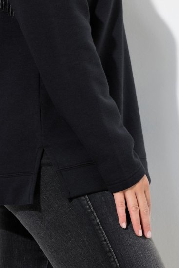 Ulla Popken Chain Fringe Smooth Fleece Sweatshirt Black - Džemperi un džemperi ar kapuci - Mīksti džemperi un jakas