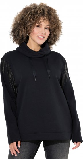 Ulla Popken Chain Fringe Smooth Fleece Sweatshirt Black - Džemperi un džemperi ar kapuci - 