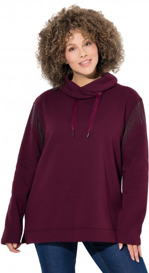 Ulla Popken Chain Fringe Smooth Fleece Sweatshirt Dark Wine Red - Džemperi un džemperi ar kapuci - 