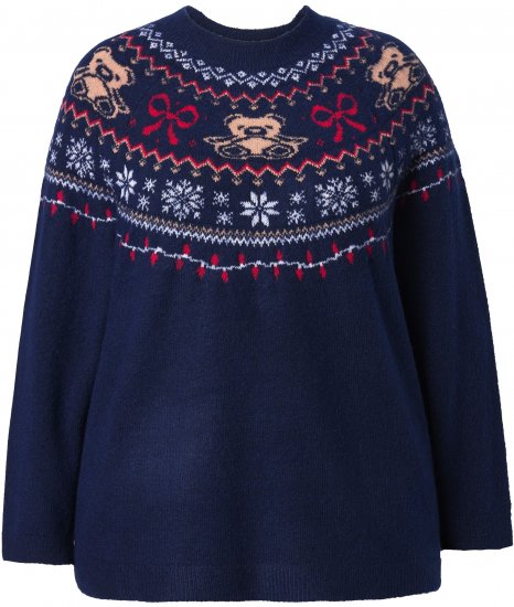 Ulla Popken Norwegian Style Christmas Sweater Blue - Džemperi un džemperi ar kapuci - 