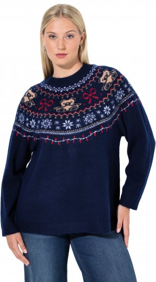 Ulla Popken Norwegian Style Christmas Sweater Blue - Džemperi un džemperi ar kapuci - 