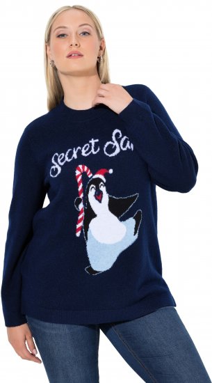 Ulla Popken Christmas Motif Classic Fit Sweater Navy - Džemperi un džemperi ar kapuci - 