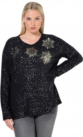 Ulla Popken Metallic Print Extra Soft Christmas Sweatshirt Black - Džemperi un džemperi ar kapuci - 