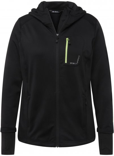 Ulla Popken HYPRAR Zip Front Hooded Stretch Sweatshirt Black - Džemperi un džemperi ar kapuci - 
