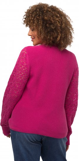 Ulla Popken Shaker Stitch Cropped Gathered Sweater Fuchsia Pink - Džemperi un džemperi ar kapuci - 