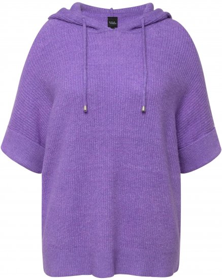 Ulla Popken Fuzzy Knit Short Sleeve Hoodie Pale Lilac - Džemperi un džemperi ar kapuci - 