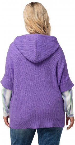 Ulla Popken Fuzzy Knit Short Sleeve Hoodie Pale Lilac - Džemperi un džemperi ar kapuci - 