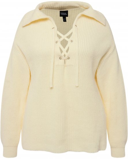 Ulla Popken Lace Up Sailor Collar Sweater Vanilla - Džemperi un džemperi ar kapuci - 