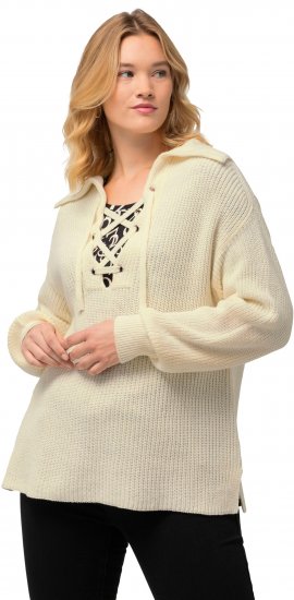 Ulla Popken Lace Up Sailor Collar Sweater Vanilla - Džemperi un džemperi ar kapuci - 