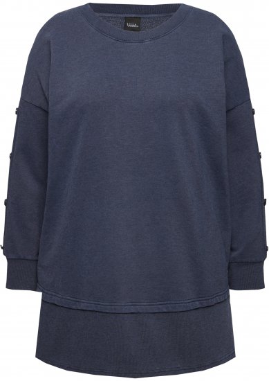 Ulla Popken Layered Look Button Sleeve Sweatshirt Navy - Džemperi un džemperi ar kapuci - 