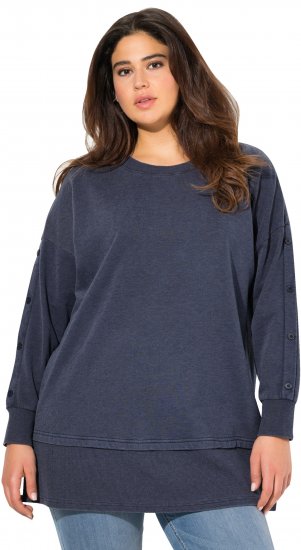 Ulla Popken Layered Look Button Sleeve Sweatshirt Navy - Džemperi un džemperi ar kapuci - 