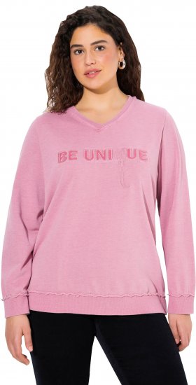 Ulla Popken Graphic BE UNIQUE Inverted Seam Sweatshirt Raspberry - Džemperi un džemperi ar kapuci - 