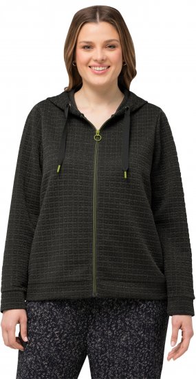 Ulla Popken Textured Metallic Knit Sweatshirt With Hood Graphite Grey - Džemperi un džemperi ar kapuci - 