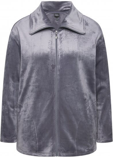 Ulla Popken Velour Loungewear Jacket Dark Grey - Džemperi un džemperi ar kapuci - 