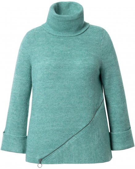 Ulla Popken Asymmetric Zipper Turtleneck Sweater Green - Džemperi un džemperi ar kapuci - 