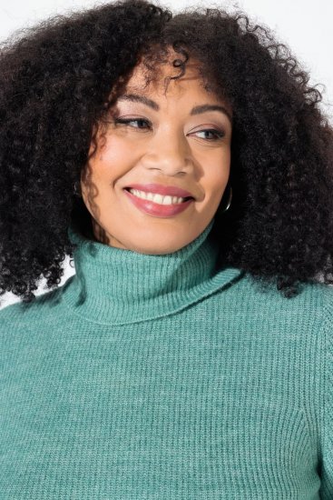 Ulla Popken Asymmetric Zipper Turtleneck Sweater Green - Džemperi un džemperi ar kapuci - Mīksti džemperi un jakas