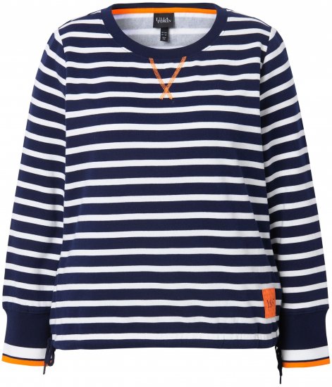 Ulla Popken Striped Drawstring Hem Sweatshirt Navy - Džemperi un džemperi ar kapuci - 