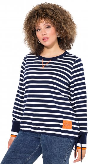 Ulla Popken Striped Drawstring Hem Sweatshirt Navy - Džemperi un džemperi ar kapuci - 