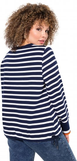 Ulla Popken Striped Drawstring Hem Sweatshirt Navy - Džemperi un džemperi ar kapuci - 