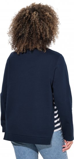 Ulla Popken Stripe Panel Long Sleeve V-Neck Sweatshirt Navy - Džemperi un džemperi ar kapuci - 