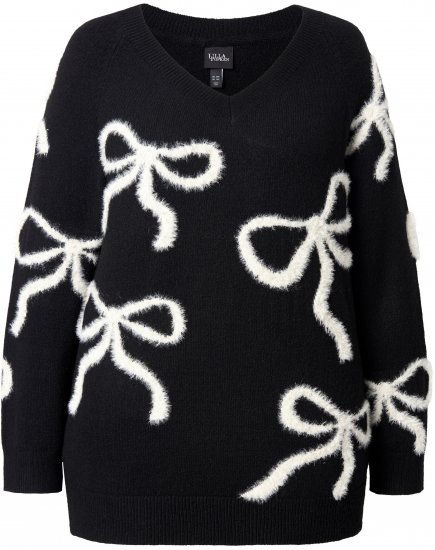 Ulla Popken Glitter Bow Sweater Black - Džemperi un džemperi ar kapuci - 
