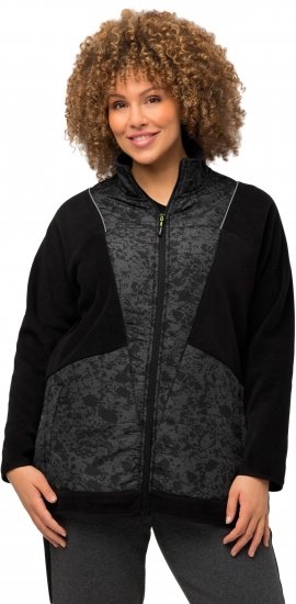 Ulla Popken Patch Print Fleece Jacket Black - Džemperi un džemperi ar kapuci - 