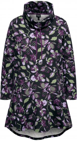 Ulla Popken Floral Stand-Up Collar Flounce Panel Sweatshirt Black - Džemperi un džemperi ar kapuci - 