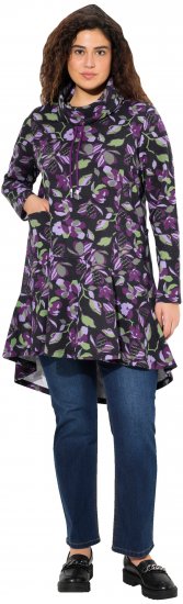 Ulla Popken Floral Stand-Up Collar Flounce Panel Sweatshirt Black - Džemperi un džemperi ar kapuci - 