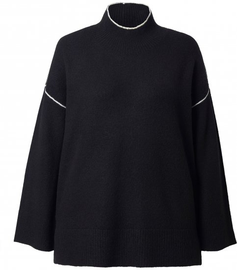 Ulla Popken Decorative Seam Contrast Color Sweater Black - Džemperi un džemperi ar kapuci - 