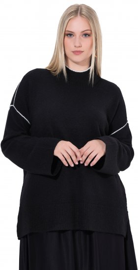 Ulla Popken Decorative Seam Contrast Color Sweater Black - Džemperi un džemperi ar kapuci - 