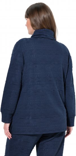 Ulla Popken Eco Cotton Stripe Textured Sweatshirt Navy - Džemperi un džemperi ar kapuci - 