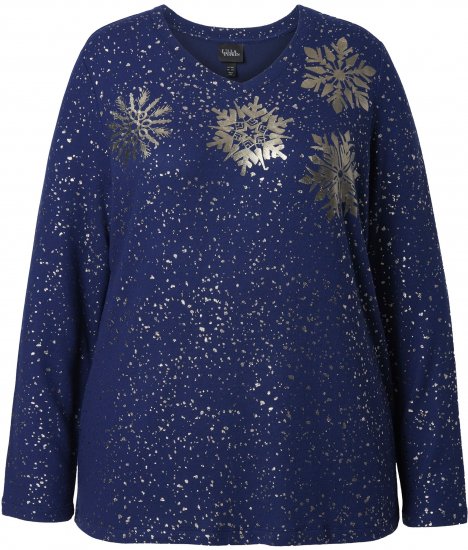 Ulla Popken Metallic Print Extra Soft Christmas Sweatshirt Ink Blue - Džemperi un džemperi ar kapuci - 