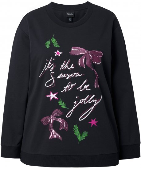 Ulla Popken Sparkling Sequin Bows Christmas Sweatshirt Black - Džemperi un džemperi ar kapuci - 