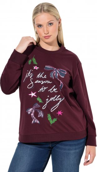 Ulla Popken Sparkling Sequin Bows Christmas Sweatshirt Plum - Džemperi un džemperi ar kapuci - 